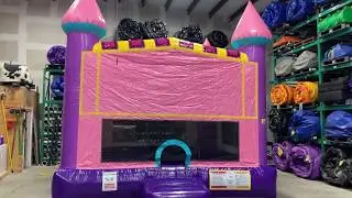 Dazzling Castle Module Moonwalk Inflatable with Basketball Goal Rental