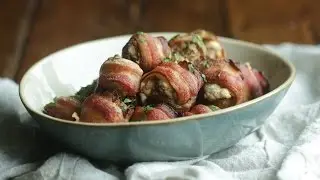 Italian Stuffed Bacon Wrapped Mushrooms