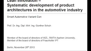 Smart Automotive Variant.con 2013 | Lean Innovation (Prof. Dr. Schuh)