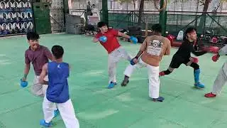 Attack and defence sports karate practice 