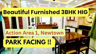 Beautiful furnished park view 3bhk flat 1480 sqft in Newtown Kolkata action area 1 #3bed 