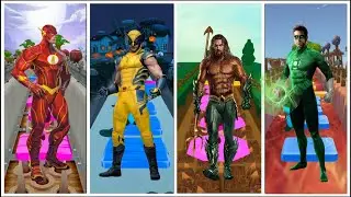 #13. the flash - logan - aquaman - green lantern coffin dance tiles hop