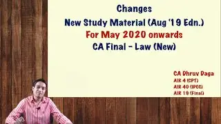 Important Update | New ICAI Study Material Changes | May 2020 Onwards | CA Final Law (New)