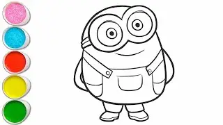 Cute Bob Minion Drawing for kids, Painting & Coloring for kids, Toddlers | Let's Draw Together