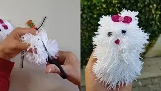 How to make Pom Pom Kitty for Kids | DIY Pom Pom Cat Toy for Childrens | Diella Crafts