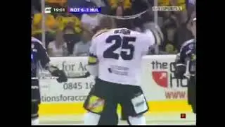 Jonathan Bernier vs Kevin Bergin EIHL fight 7-9-08