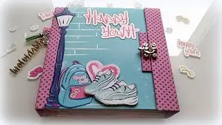 &Aacute;lbum Happy Youth con la scrap&eacute;alo box 15. Inspiraci&oacute;n Katyuscadas.