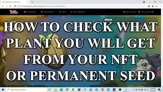 How to check what plant you will get from your NFT or permanent seed Plant vs Undead PvU (English)