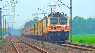 Thunderous Wap-5 Hauling Intercity Express Crossing RailGate | Furious Train Skip Level Crossing