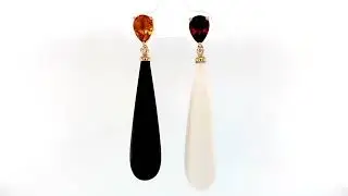 Citrine, Garnet and Onyx 14ct Gold Earrings | Fei Liu Fine Jewellery