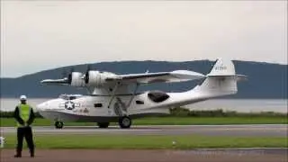 PBY5a Catalina lands and taxies at Oban Airport, North Connel, 23rd August 2013