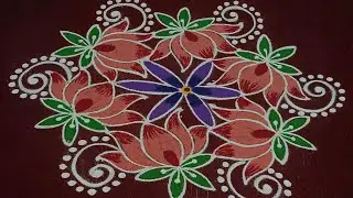 🌺7.4 dots🌺 மார்கழி மாத ஸ்பெஷல் கலர் கோலம் 🌺/marzhali matha special colour Kolam 🌺/ #margazhirangoli🌺