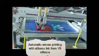 #automatic screen printing with silicone ink #screenprinting#fabricprinting #siliconeproducts
