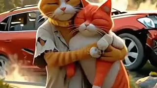 cat's car crashed #catdriving #orangecat #caraccident