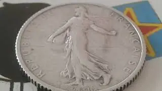Valuable French Silver 835 &permil; coin during the first world war 1 franc semeuse argent 1916 French coin