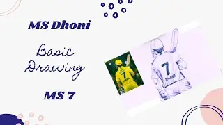 MS Dhoni No.7 Drawing | Captain Cool Batting Pose | Step-by-Step Sketch | Pride of Indian Cricket