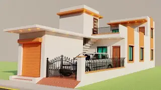 5,Bedroom shop with car parking house plan,3D 20 by 50 dukan or makan ka naksha,New shop with house