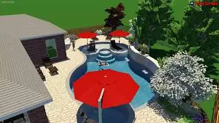 Free-Form Pool with Spa, Fountain Feature and Tanning Deck