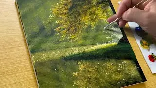 Morning Lake Painting / Acrylic Painting for Beginners / STEP by STEP