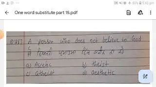 One word Substitute Part 15 by jatin sir Nabha