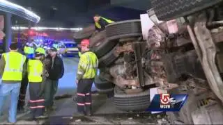 Cement truck crashes inside Mass Pike tunnel