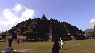 Shore leave Java Indonesia going to Borobudur