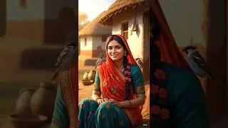 घर के आंगन में खड़ी एक साधारण महिलाVillage Life | Red Dupatta Look