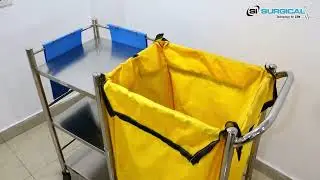 LINEN TROLLEY WITH BAG | SIS 2024C | Stainless Steel Hospital Utility Trolley #sisurgical