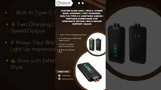 Custom Glow Logo | TBCG 2 | Power Bank 10000mAh | Fast Charging | Built-in Type-C & Lightning Cables