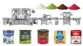 Automatic 2 Heads Coffee Powder Rotary Can Filling Seaming Line Machine