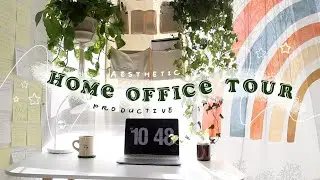 home office tour + small desk setup | aesthetic and productive