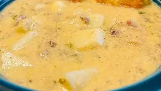 Суп с беконом и чизбургером