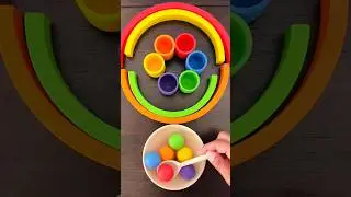 Satisfying Color Sorting and Filling a Bowl with Color ASMR | Rainbow Wooden Balls 🌈