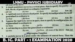 LNMU - Physics (Subsidiary) B.Sc. Part-1 Objective Question | Physics MCQ B.Sc. Part -1 Exam 2020 ||