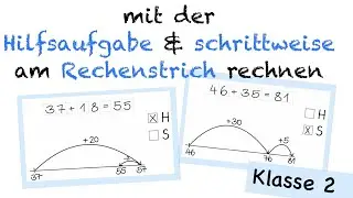 Mit der Hilfsaufgabe und schrittweise am Rechenstrich rechnen || halbschriftliche Addition Klasse 2