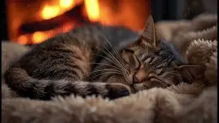 Relaxing Piano for Cats 🐈 Cozy Fireplace Ambience