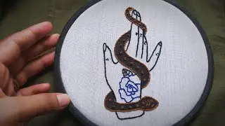 Tattooed Hand And Snake Embroidery Pattern || Embroidery For Beginners ||Modern Embroidery ||