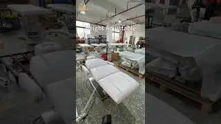 Simple White Adjustable Electric Massage Bed with Stainless Steel Base and Foot Control