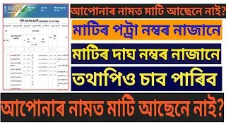 আপোনাৰ নামত মাটি আছেনে নাই। পট্ৰা নম্বৰ দাঘ নম্বৰ নাজানিলেও চাব পাৰিব।/Land Records Revenuassam