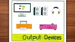 Computer Parts Drawing |  Computer Output Devices Drawing | Computer System Drawing