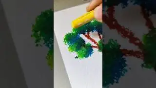 How to draw easy tree using Doms oil pastel colours/oil pastel drawing/art shorts #shorts #artshorts