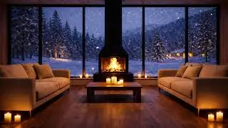 Cozy Winter Cabin ?? Fireplace & Falling Snow for Deep Sleep