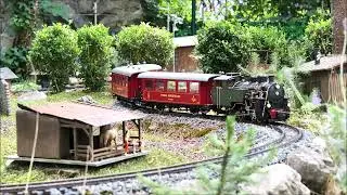 DFB Hg 4/4 704 im Einsatz auf auf der Amselbahn   Gartenbahn   LGB