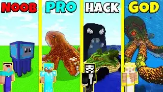 Minecraft Battle: OCTOPUS HOUSE BUILD CHALLENGE - NOOB vs PRO vs HACKER vs GOD / Animation