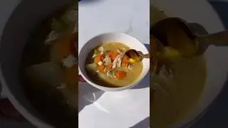 Creamy chicken and vegetable soup (healthy + dairy-free!) 🥰