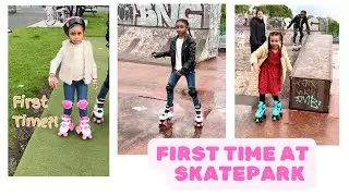 Roller Skating at the SKATEPARK! for the FIRST TIME!! [Nadia and Latifa #rollerskating #skatepark