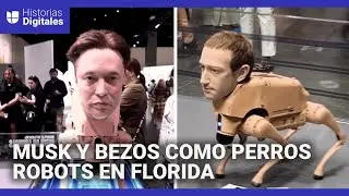 La pol&eacute;mica obra con perros robots con las caras de Musk, Zuckerberg y Bezos que defecan fotograf&iacute;as