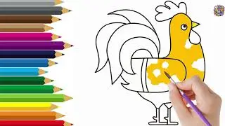 Colorful Cartoon Rooster Drawing for Kids | बच्चों के लिए रंगीन मुर्गे की ड्राइंग#kids