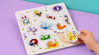 Learn Bug & Insect Names in English with Matching Puzzles for Toddlers