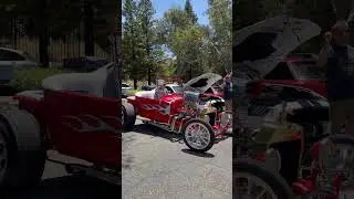 Turn up the volume 🔊🔊🔊and feel the power of this vintage red hot rod's engine roar! 🔥🔥🔥